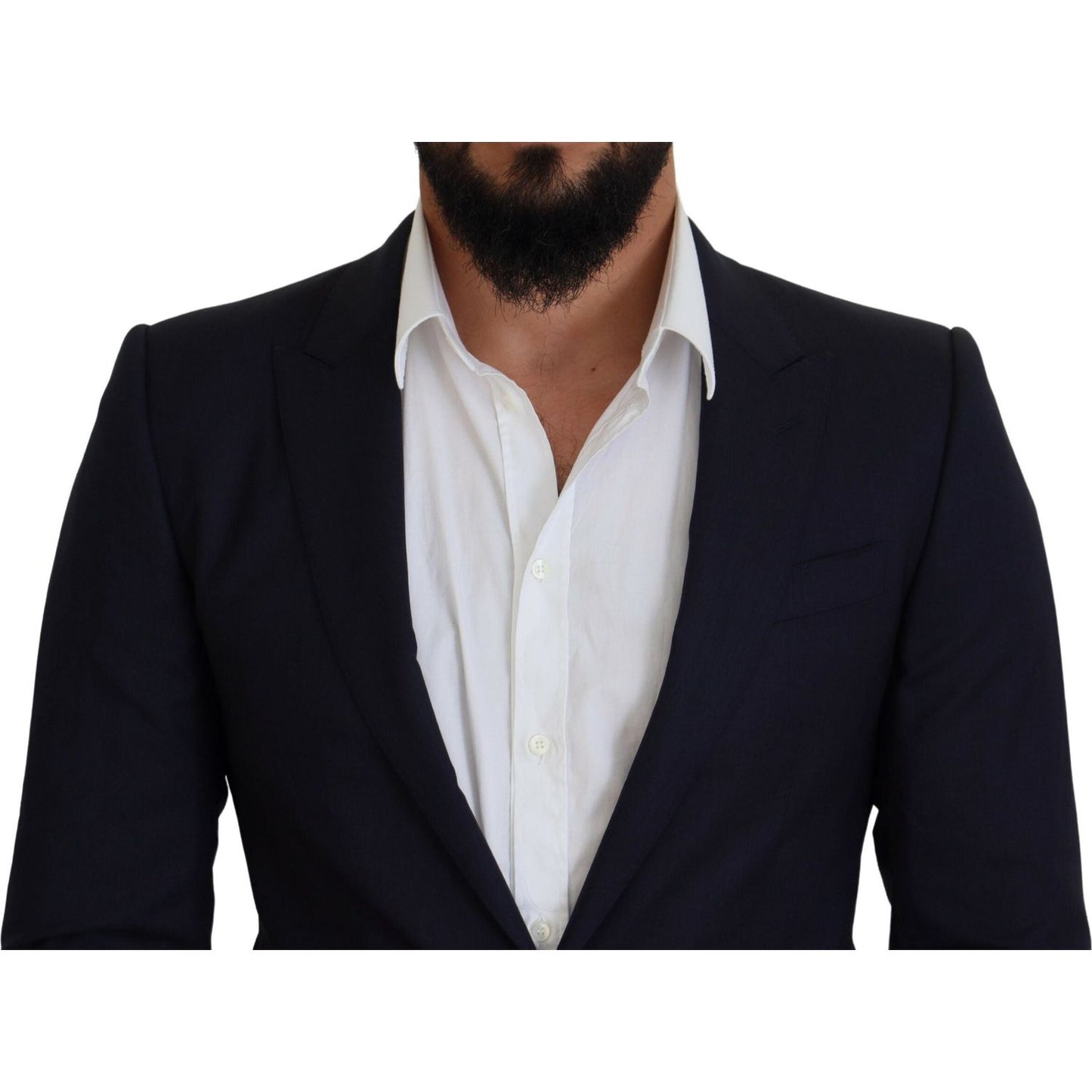 Dolce & Gabbana Blue Wool Slim Fit Formal Coat Blazer KOS2127- 46