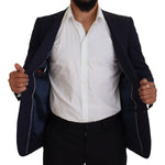 Dolce & Gabbana Blue Wool Slim Fit Formal Coat Blazer KOS2127- 46