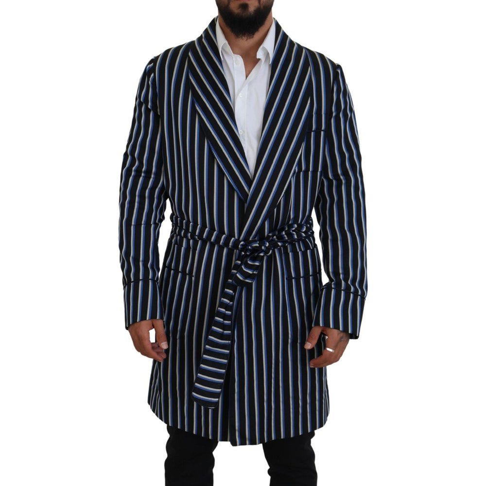 Dolce & Gabbana Black Blue Martini Printed Lining Robe KOS2145- 48