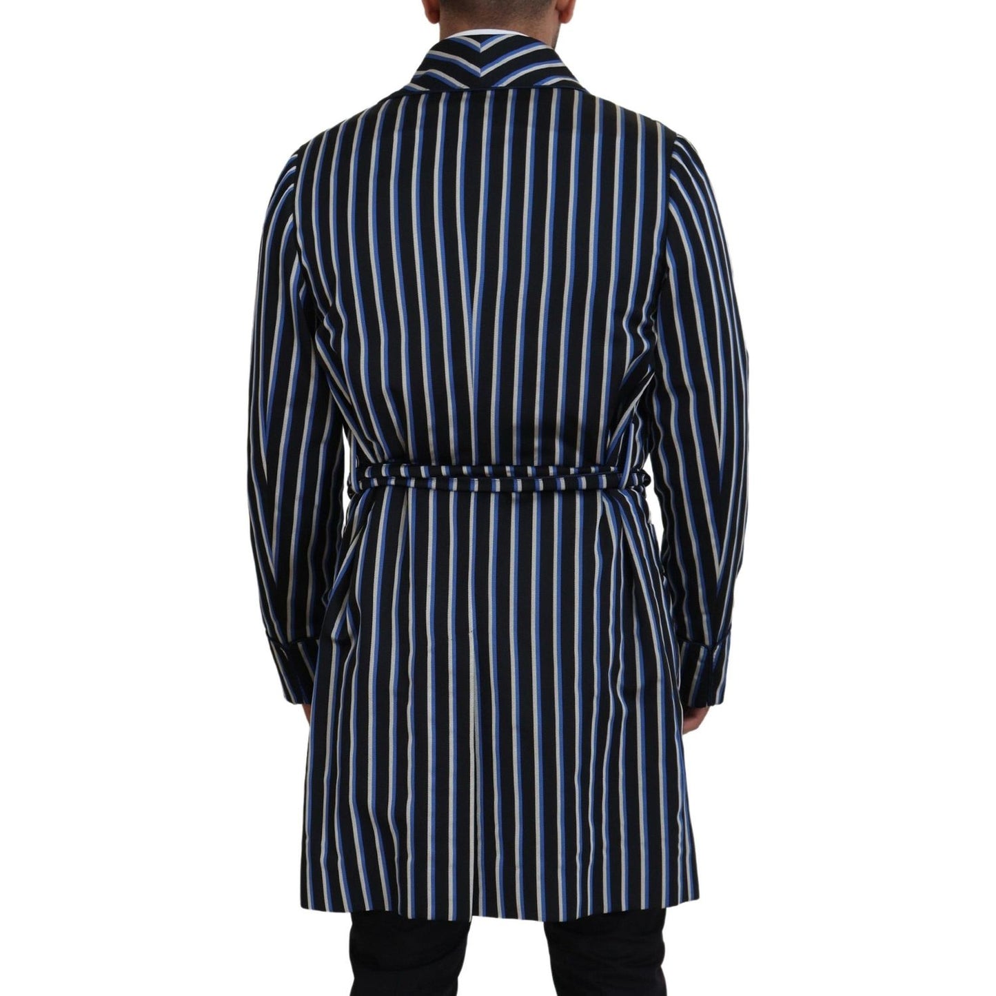 Dolce & Gabbana Black Blue Martini Printed Lining Robe KOS2145- 48