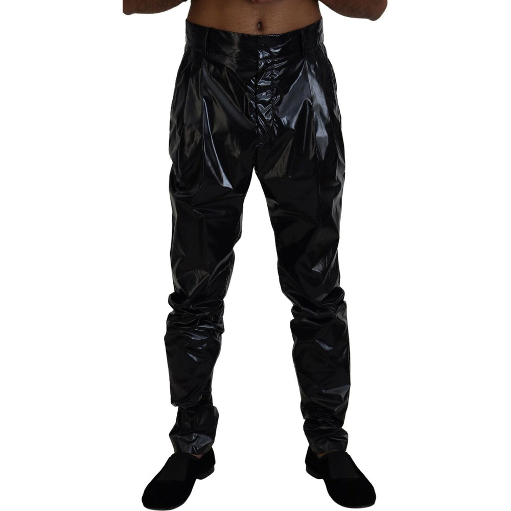 Dolce & Gabbana Black Shining Nylon Skinny Men Pants PAN74263 - 48