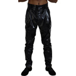 Dolce & Gabbana Black Shining Nylon Skinny Men Pants PAN74263 - 48