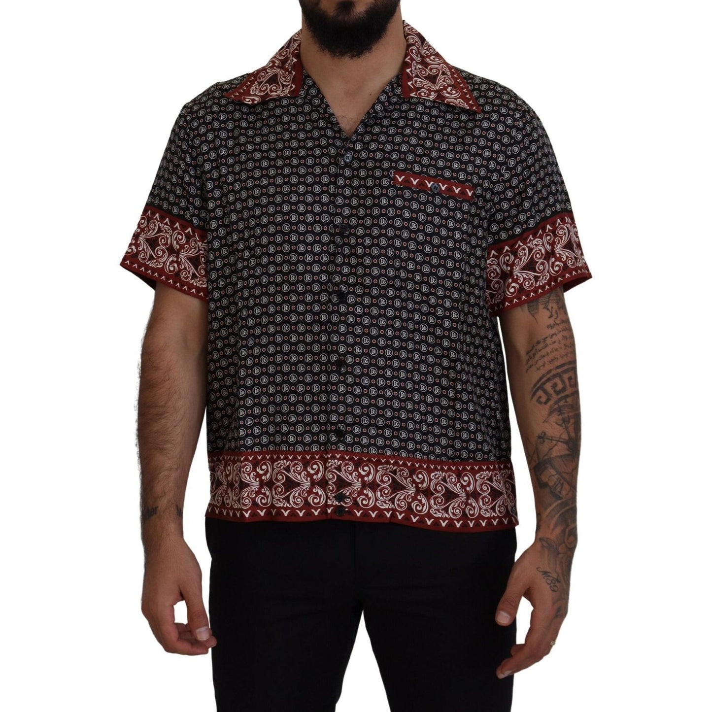 Dolce & Gabbana Multicolor Patterned Silk Casual Shirt TSH83588 - 37