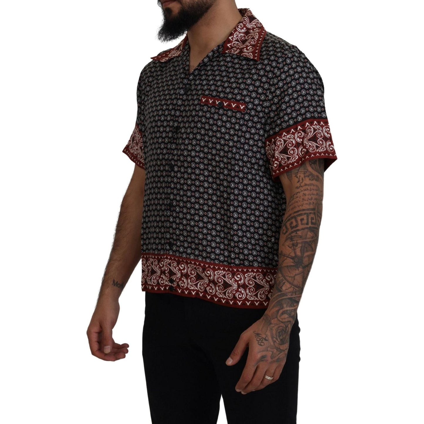 Dolce & Gabbana Multicolor Patterned Silk Casual Shirt TSH83588 - 37