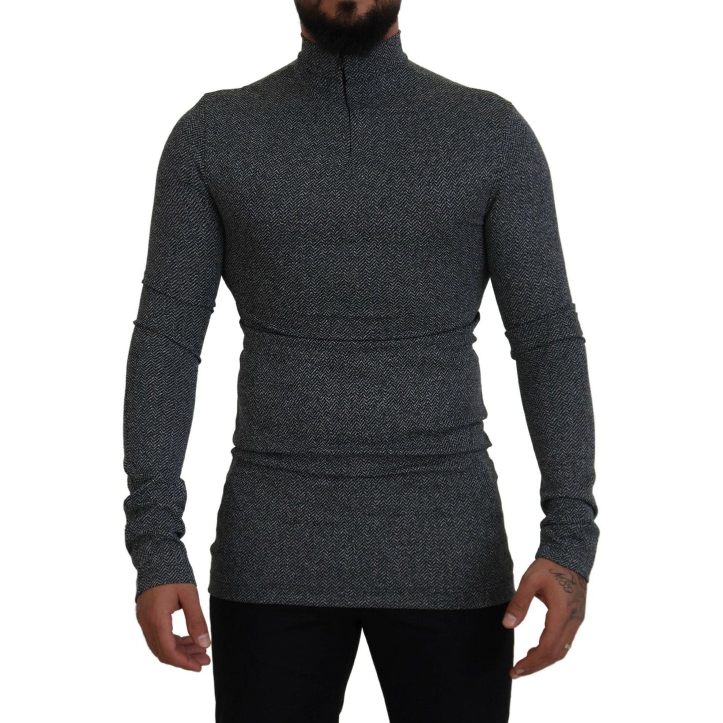 Dolce & Gabbana Dark Gray Nylon Turtleneck Pullover Sweater TSH83612 - 48