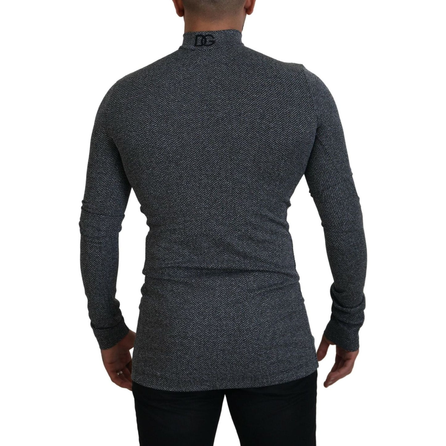 Dolce & Gabbana Dark Gray Nylon Turtleneck Pullover Sweater TSH83612 - 48