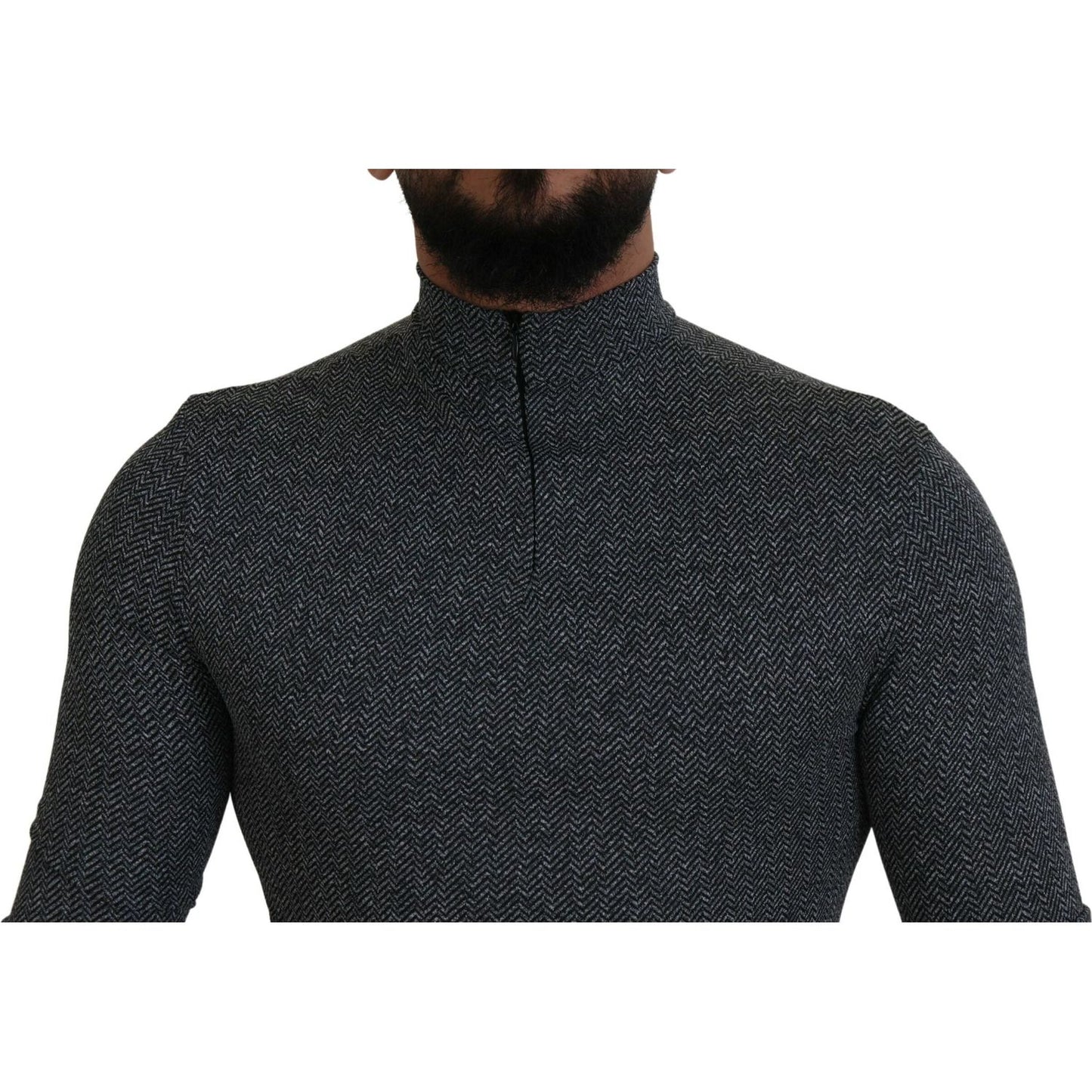 Dolce & Gabbana Dark Gray Nylon Turtleneck Pullover Sweater TSH83612 - 48