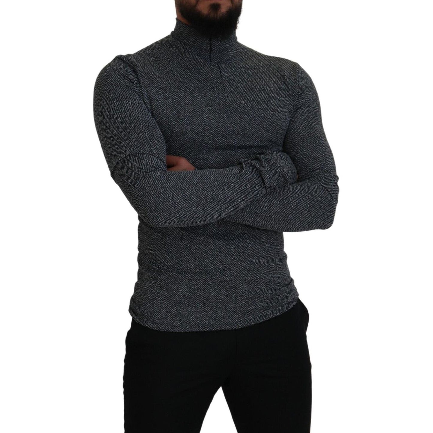 Dolce & Gabbana Dark Gray Nylon Turtleneck Pullover Sweater TSH83612 - 48
