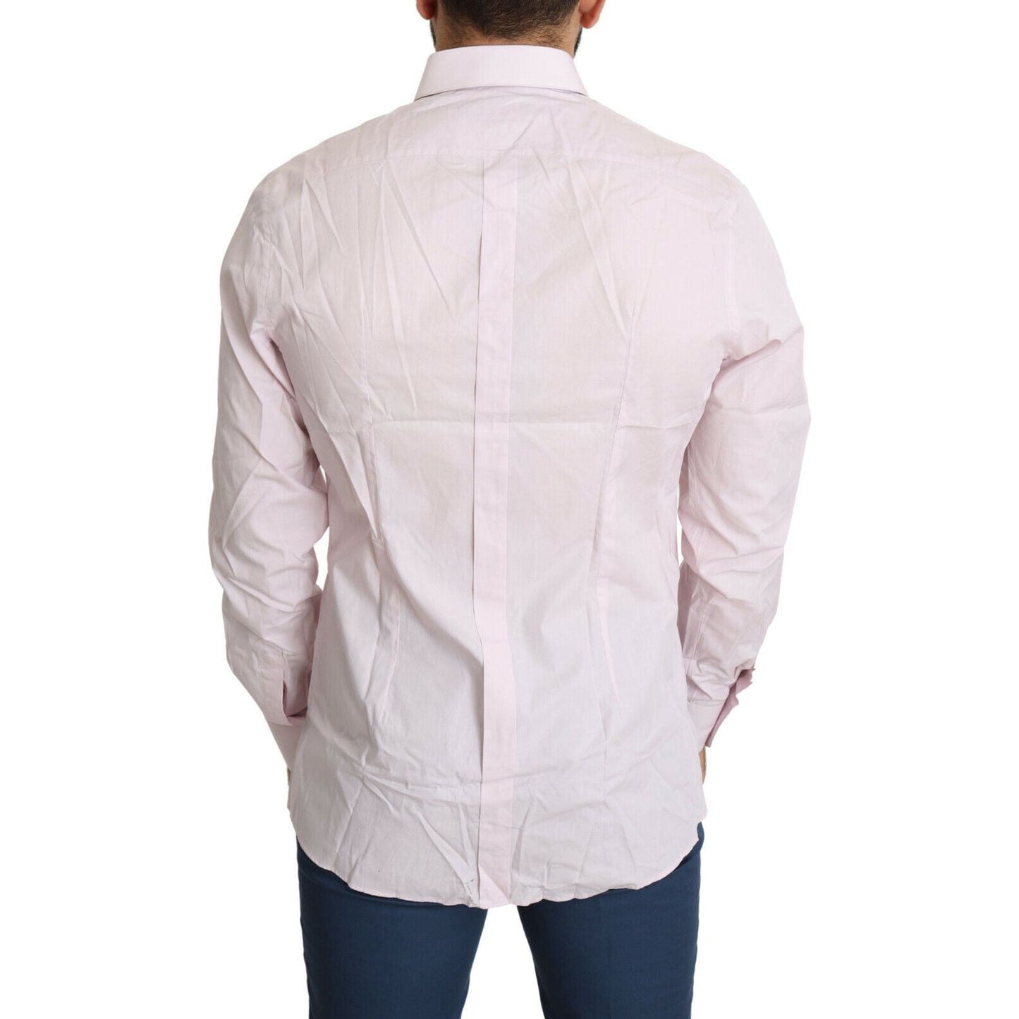 Dolce & Gabbana Light Pink Cotton Formal GOLD Dress Shirt