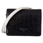 Dolce & Gabbana Blue White Caiman Leather Strap Card Holder Wallet VAS130280