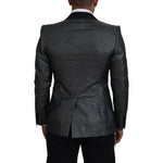 Dolce & Gabbana Black Silver Jacquard Slim Fit Jacket Blazer KOS2115-46