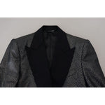 Dolce & Gabbana Black Silver Jacquard Slim Fit Jacket Blazer KOS2115-46