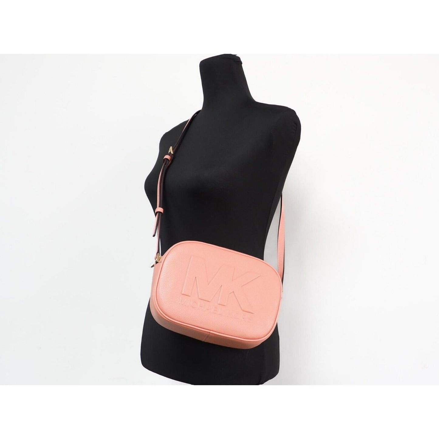 Michael Kors Jet Set Travel Medium Sherbert Leather Oval Camera Crossbody Bag 85036