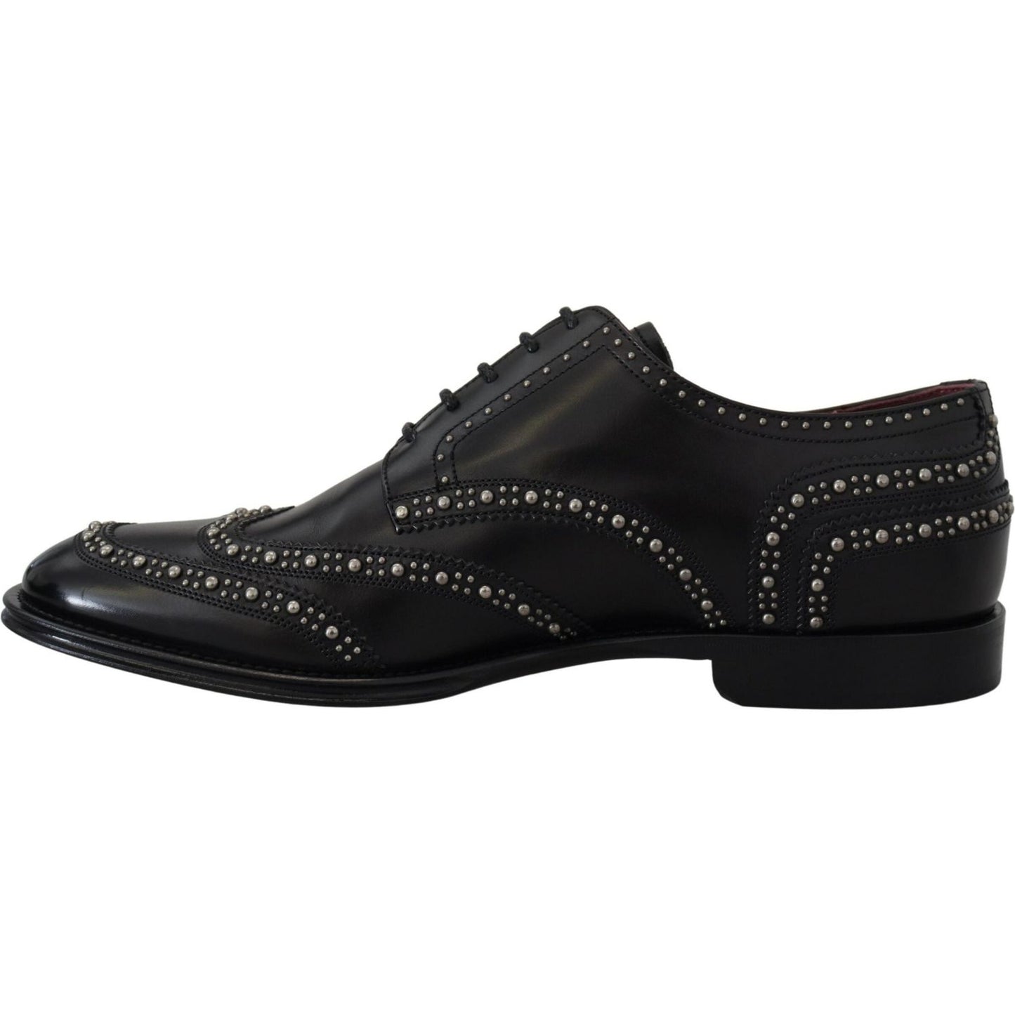 Dolce & Gabbana Black Leather Derby Dress Studded Shoes MV4886- 40.5