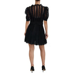 Dolce & Gabbana Black Lace Trim A-line Mini Nylon Dress DR28847