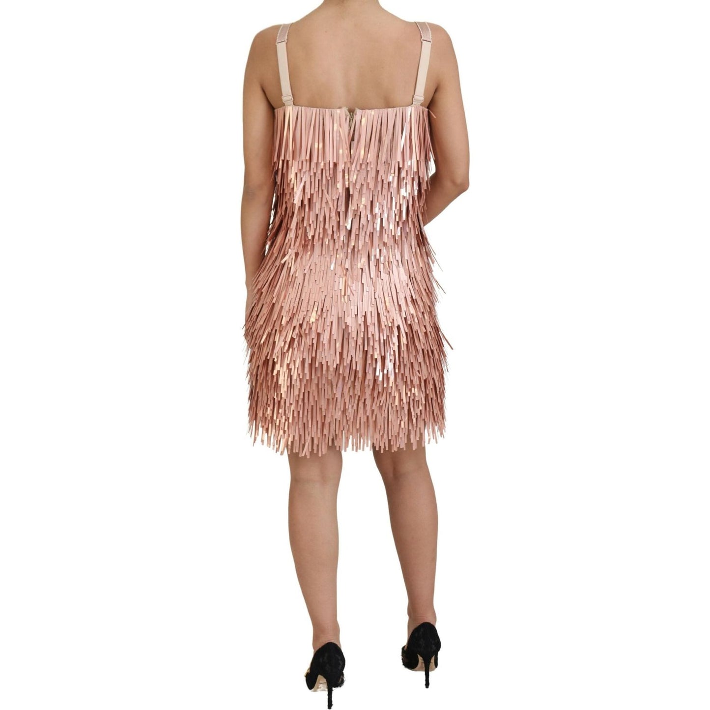 Dolce & Gabbana Pink Tinsel Sleeveless Shift A-line Dress DR28854-40