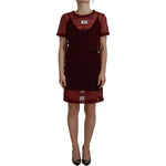 Dolce & Gabbana Maroon Nylon Two Layer Shift Mini Dress DR28883-40