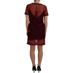 Dolce & Gabbana Maroon Nylon Two Layer Shift Mini Dress DR28883-40