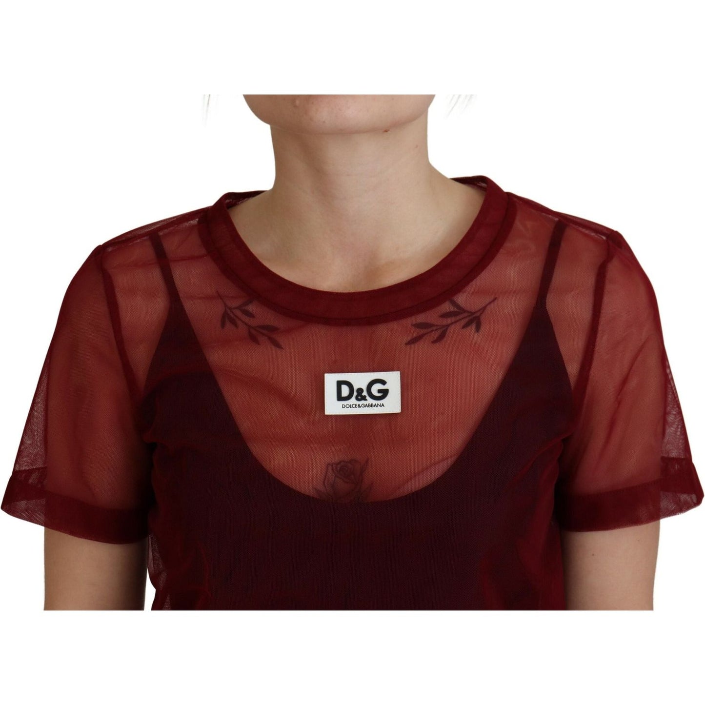 Dolce & Gabbana Maroon Nylon Two Layer Shift Mini Dress DR28883-40