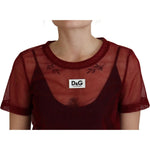 Dolce & Gabbana Maroon Nylon Two Layer Shift Mini Dress DR28883-40