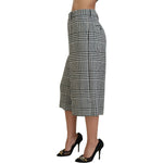 Dolce & Gabbana Gray Plaid High Waist Wide Leg Alpaca Pants PAN74172 - 48