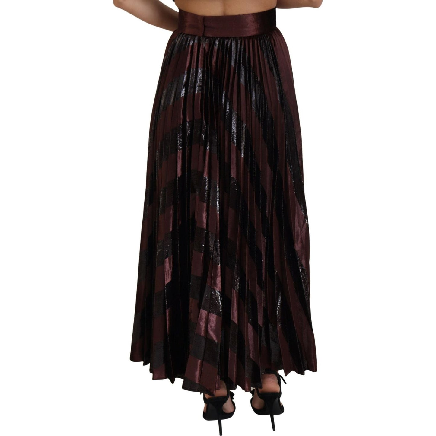Dolce & Gabbana Brown Polyester High Waist A-line Maxi Skirt
