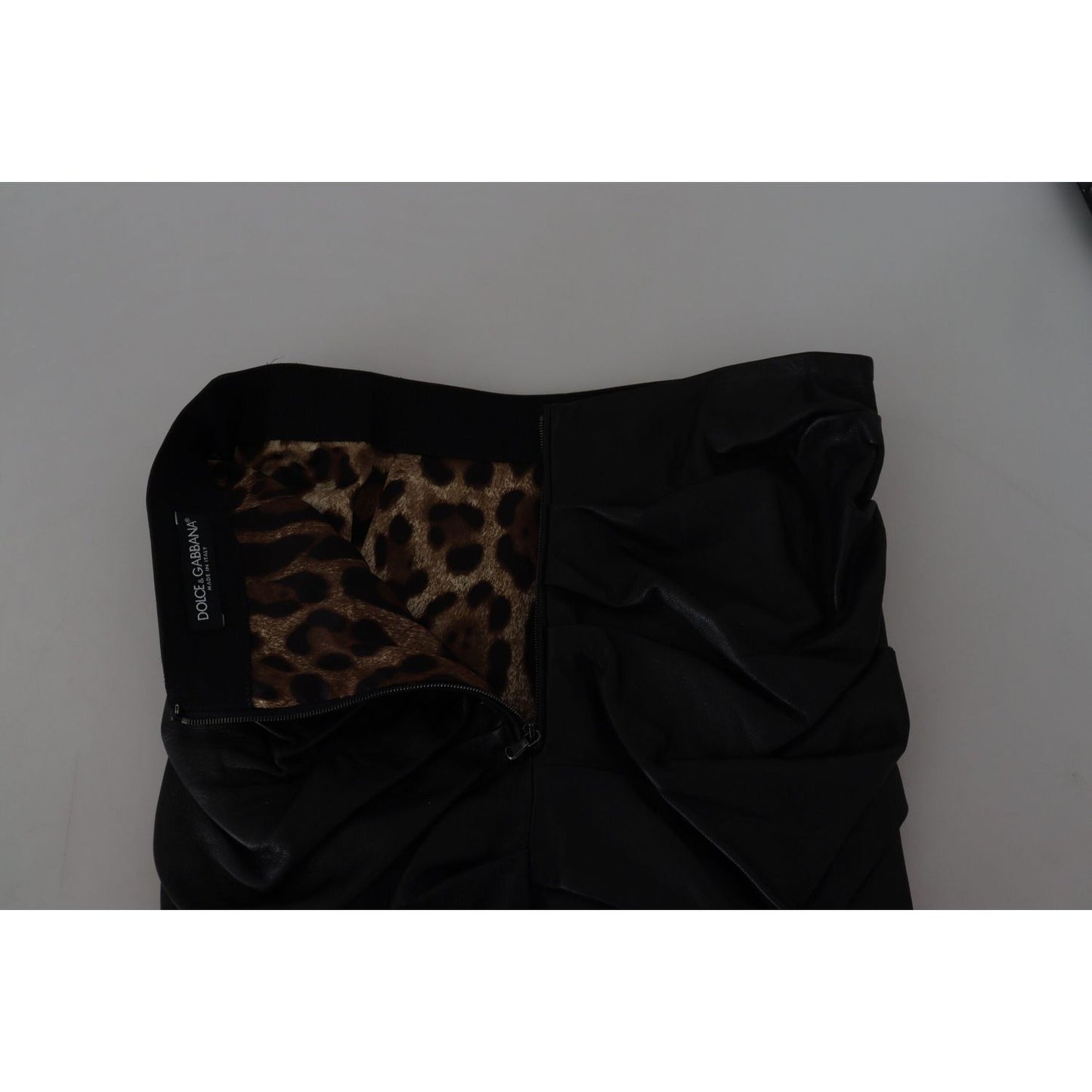 Dolce & Gabbana Black Lambskin Leather A-line Mini Skirt SKI1906 - 42