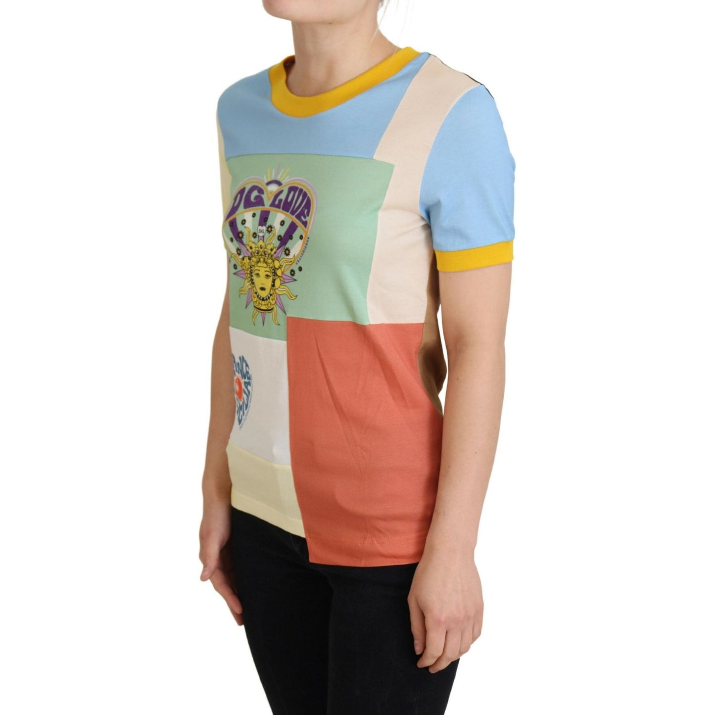 Dolce & Gabbana Multicolor Cotton DG Love Patchwork TSH8068- 36