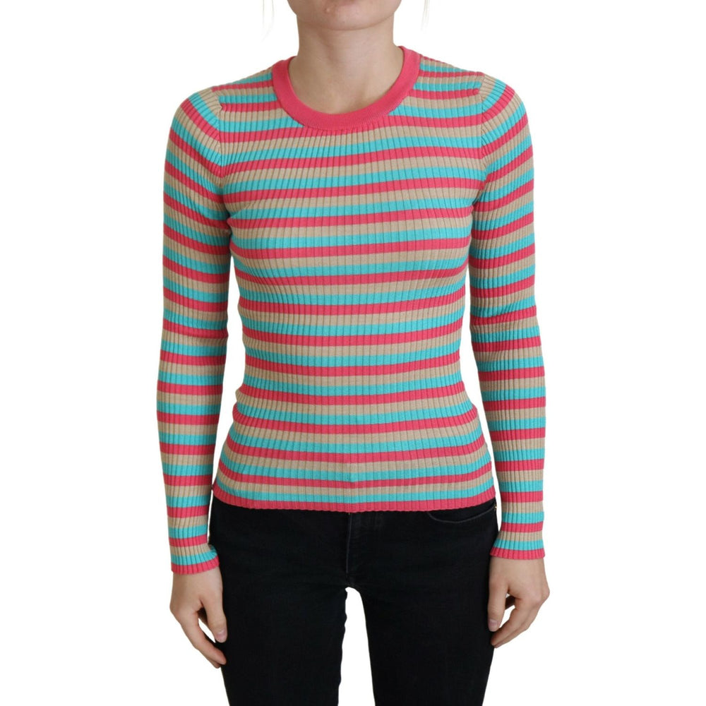 Dolce & Gabbana Multicolor Crewneck Pullover Silk Sweater TSH8070- 42