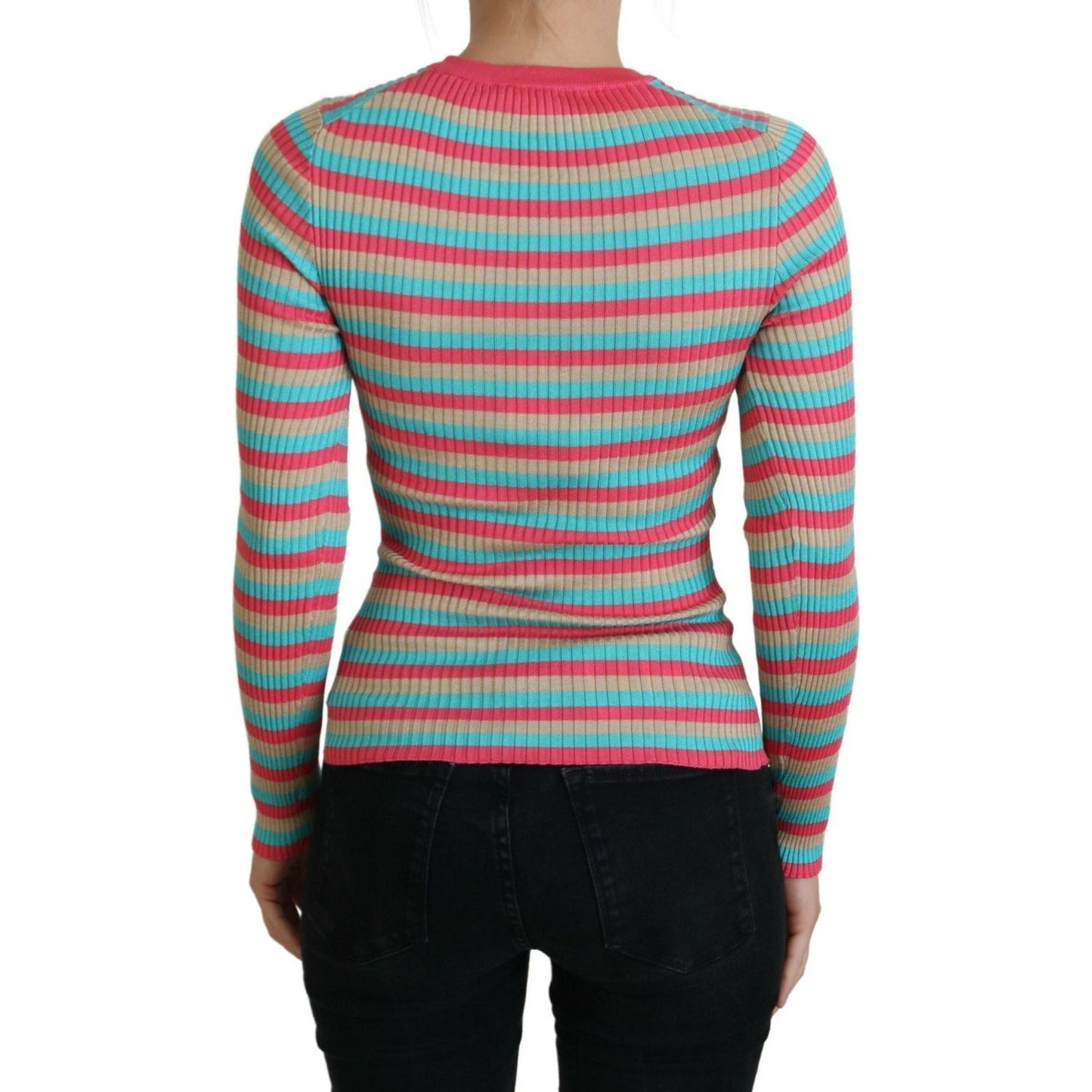 Dolce & Gabbana Multicolor Crewneck Pullover Silk Sweater TSH8070- 42