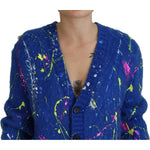 Dolce & Gabbana Blue Color Splash Mohair Cardigan Sweater TSH83692- 40