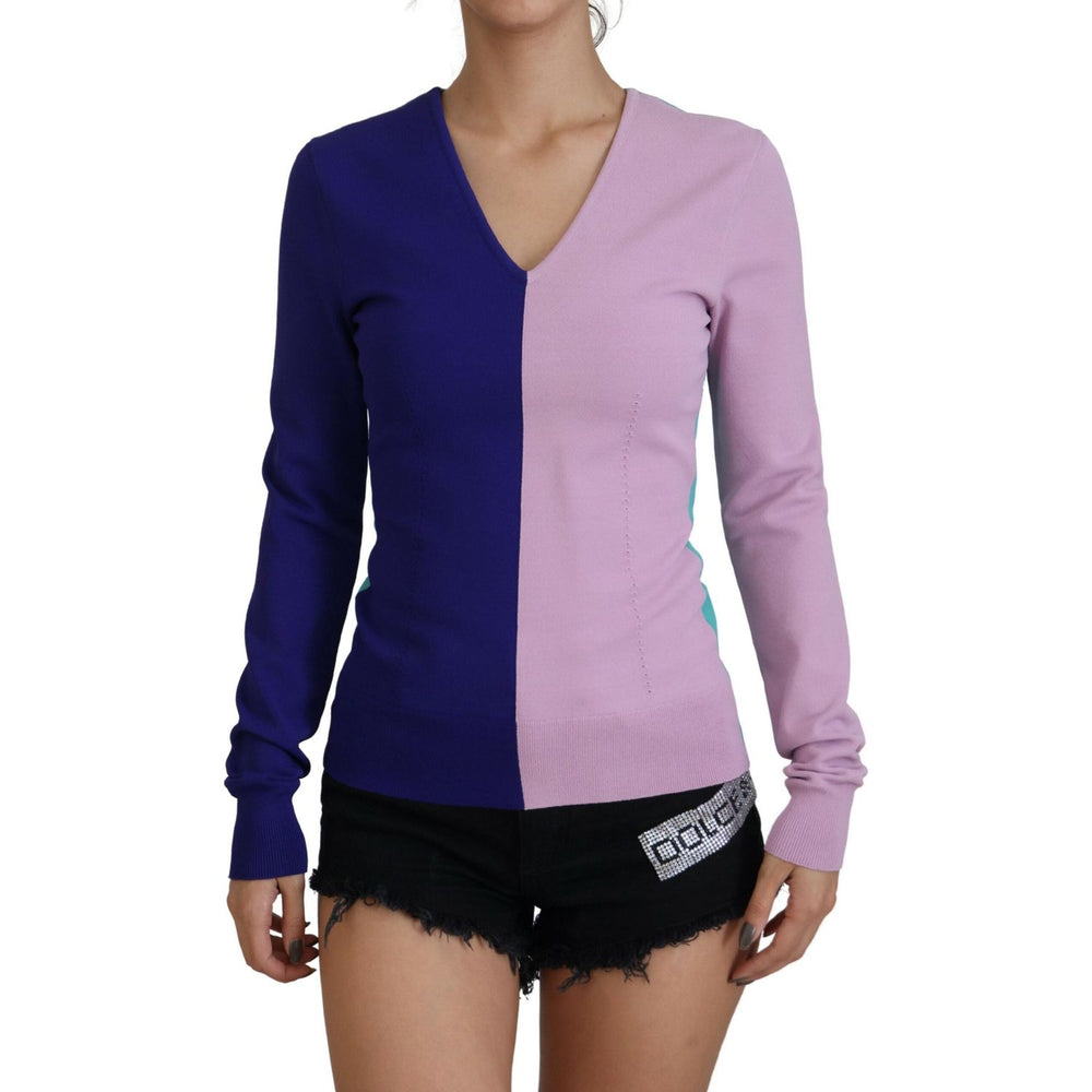 Dolce & Gabbana Multicolor V-neck Viscose Long Sleeves Sweater TSH83694- 40