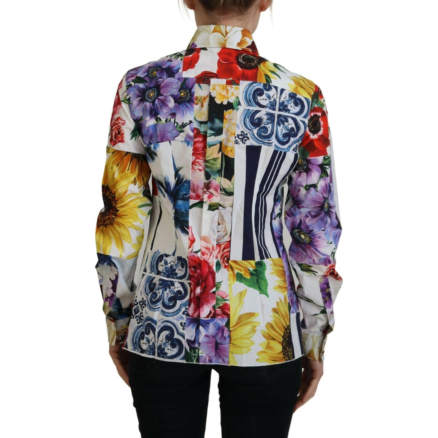 Dolce & Gabbana Multicolor Floral Cotton Collared Blouse Top TSH83752- 36