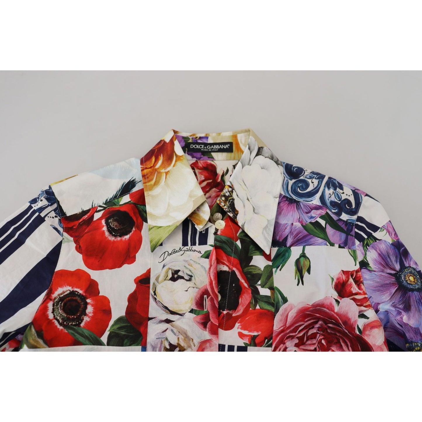Dolce & Gabbana Multicolor Floral Cotton Collared Blouse Top TSH83752- 36