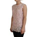 Dolce & Gabbana Pink Floral Lace Sleeveless Tank Blouse Top TSH83784- 40