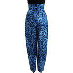 Dolce & Gabbana Blue Leopard Print High Waist Pants PAN74184- 40