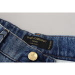 Dolce & Gabbana Blue Tattered Skinny Denim Cotton Jeans PAN74198- 38