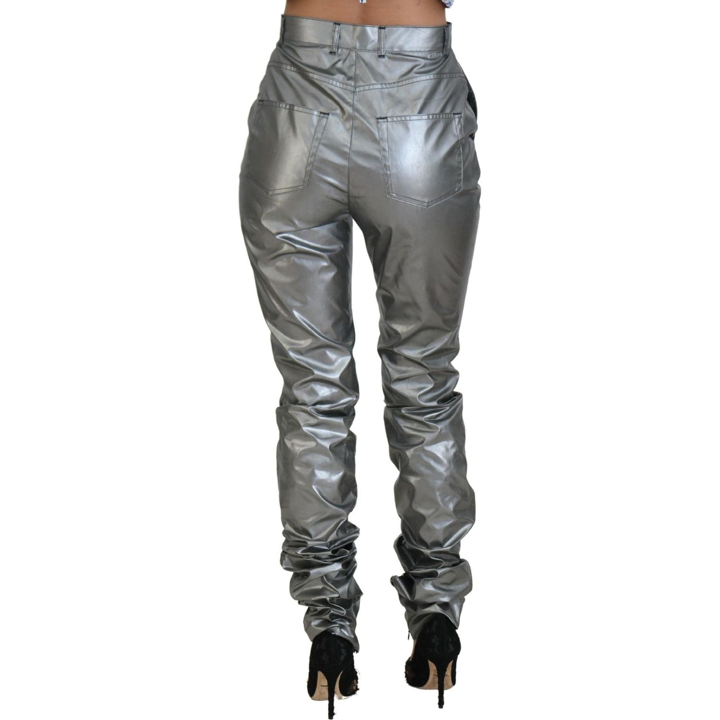Dolce & Gabbana Metallic Silver High Waist Skinny Pants PAN74199- 40