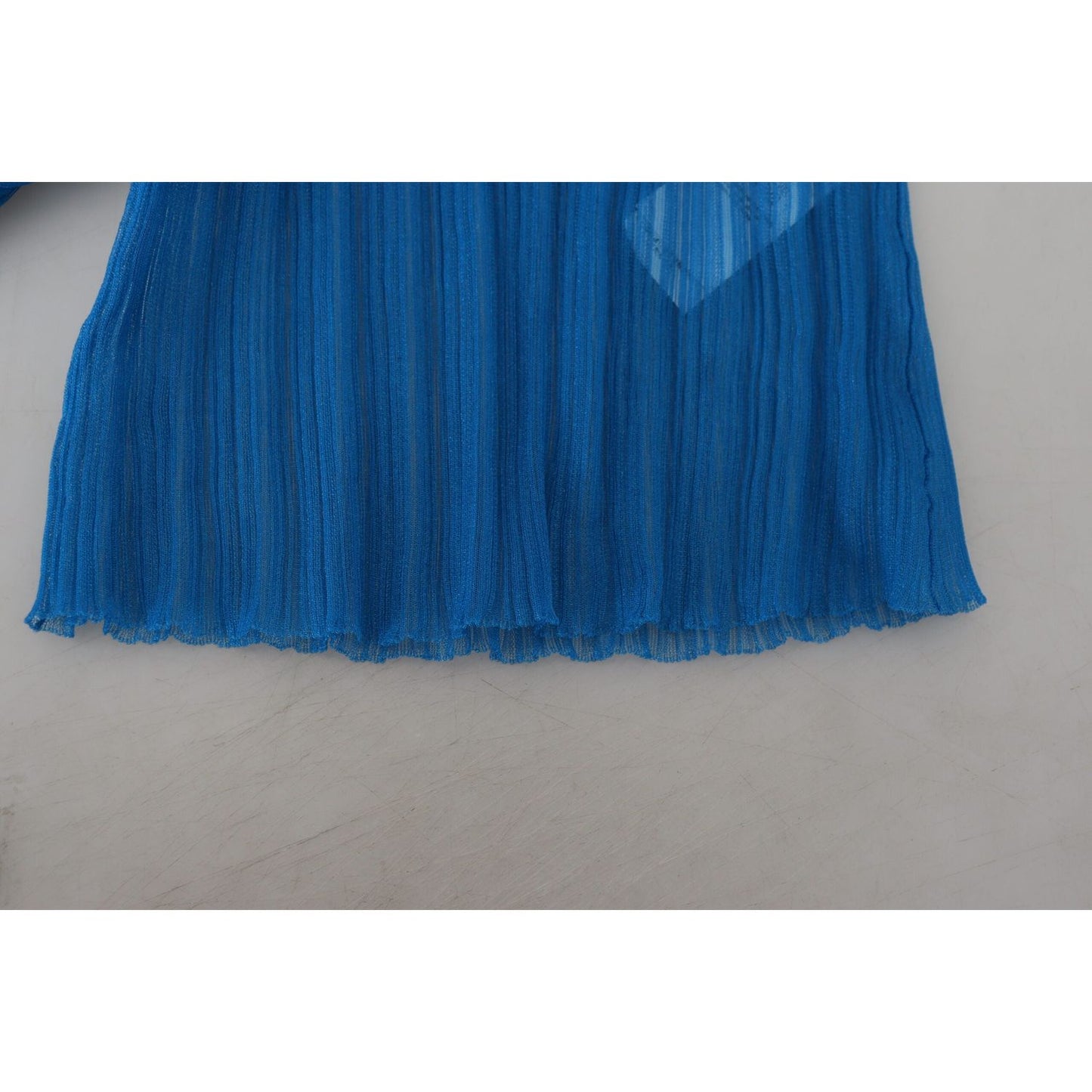 Dolce & Gabbana Blue Mesh Turtleneck Long Sleeve Blouse Top