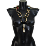 Dolce & Gabbana Gold Brass Sicily Crystal Robe Statement Necklace SMY101112