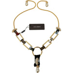 Dolce & Gabbana Gold Brass Sicily Crystal Robe Statement Necklace SMY101112