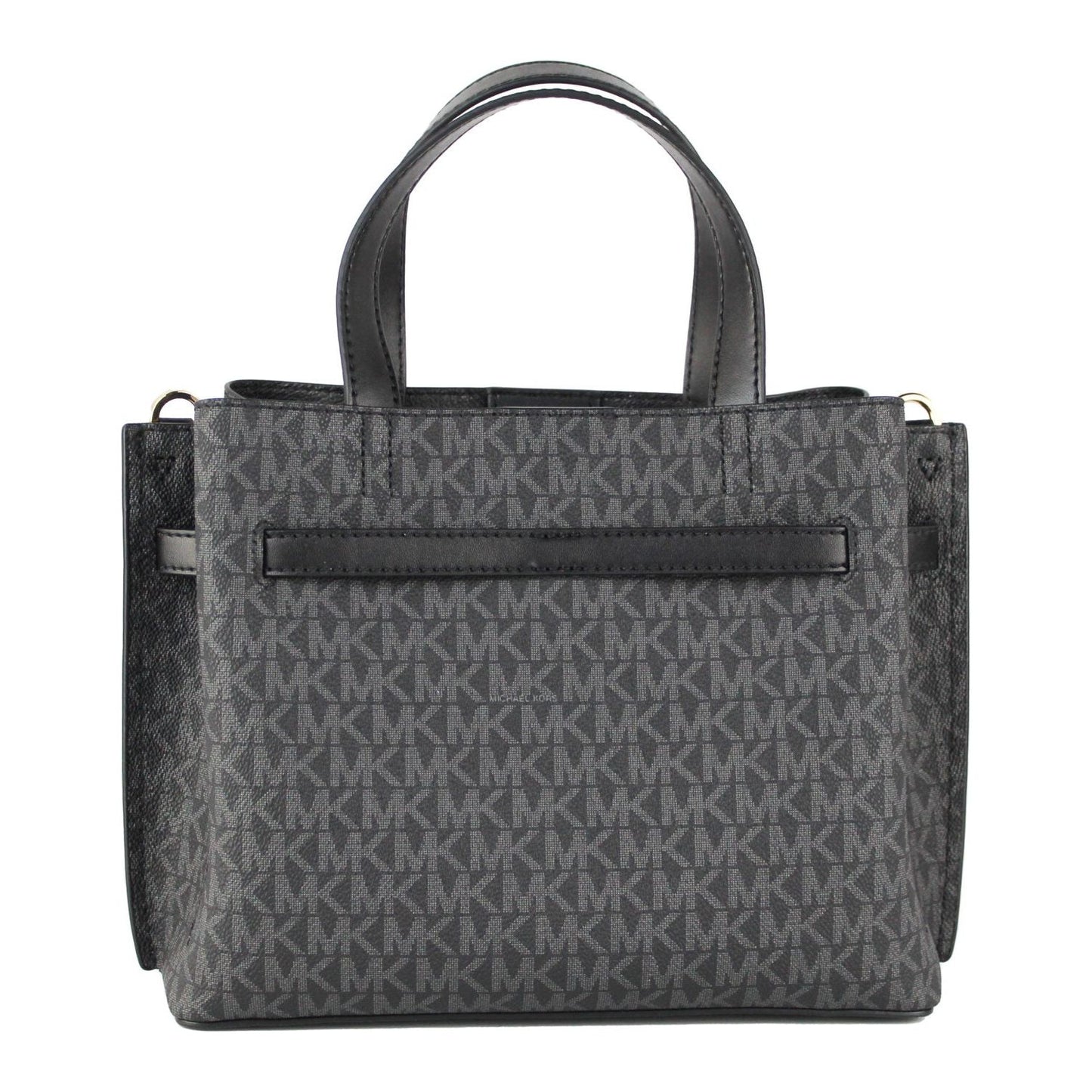 Michael Kors Emilia Small Black Signature PVC Satchel Crossbody Handbag Purse 64874