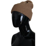 Dolce & Gabbana Brown Solid Knitted Fur Ball Winter Beanie Hat HAT9441