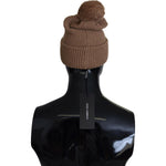 Dolce & Gabbana Brown Solid Knitted Fur Ball Winter Beanie Hat HAT9441