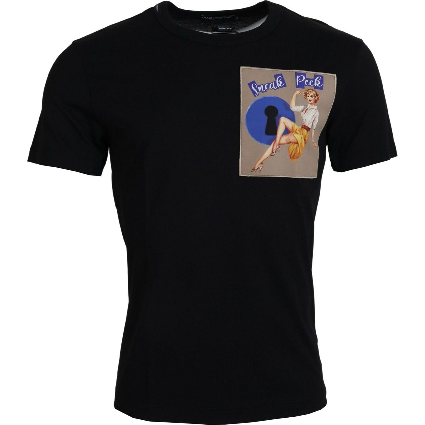 Dolce & Gabbana Black Sneak Peek Cotton Short Sleeve T-shirt TSH83668- 46