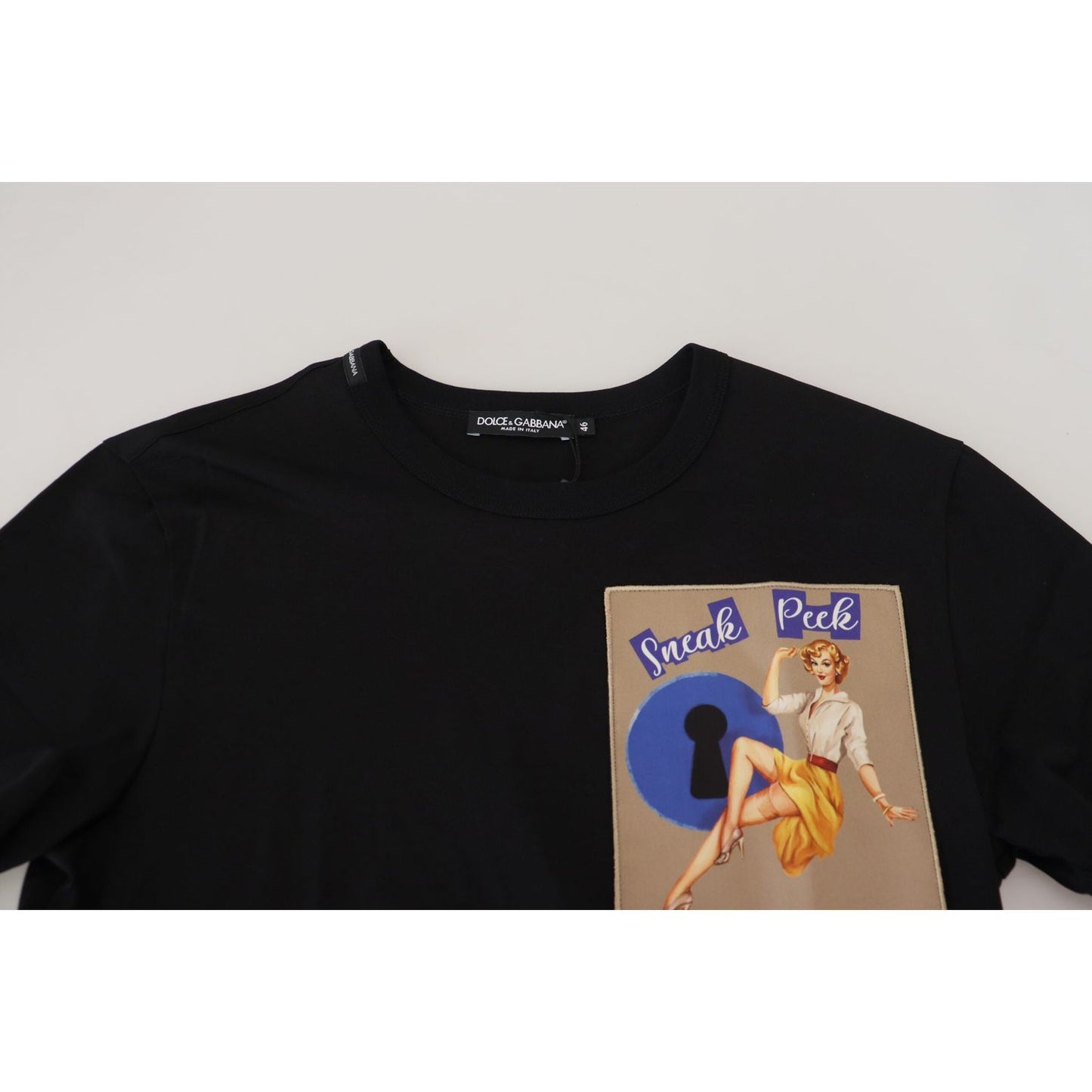 Dolce & Gabbana Black Sneak Peek Cotton Short Sleeve T-shirt TSH83668- 46