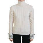 Dolce & Gabbana Ivory Turtleneck Distressed Cuff Pullover Sweater TSH84014-46