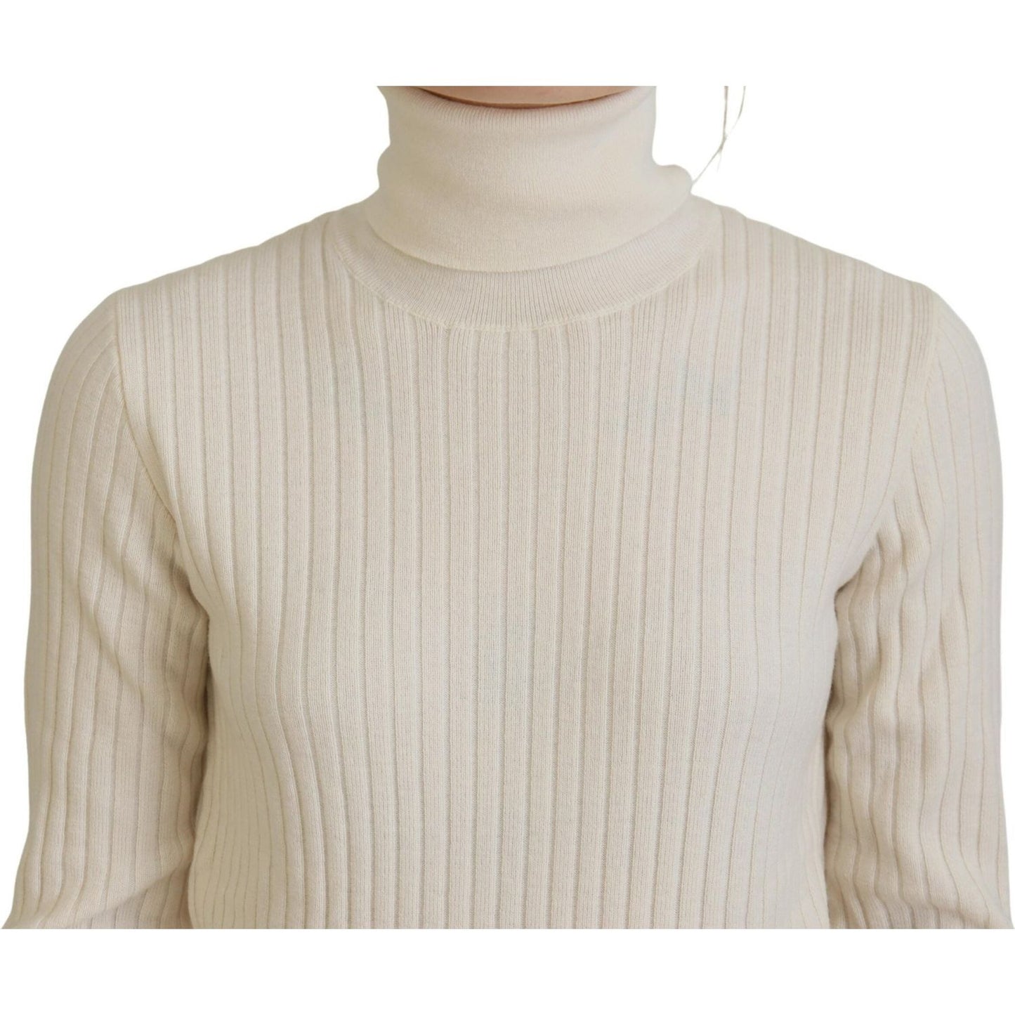 Dolce & Gabbana Ivory Turtleneck Distressed Cuff Pullover Sweater TSH84014-46