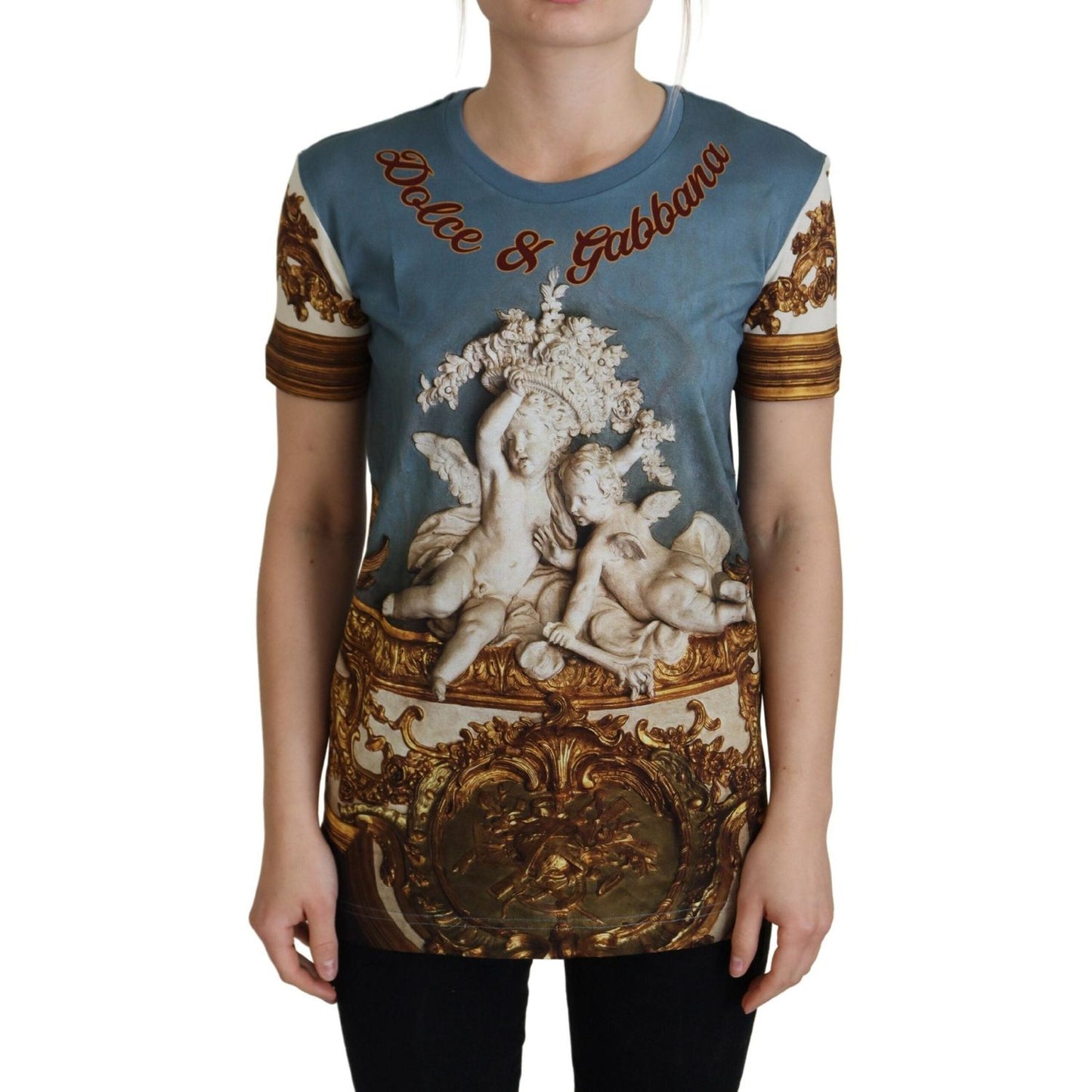 Dolce & Gabbana Multicolor DG Logo Angel Printed Shirt Top TSH8144 -36