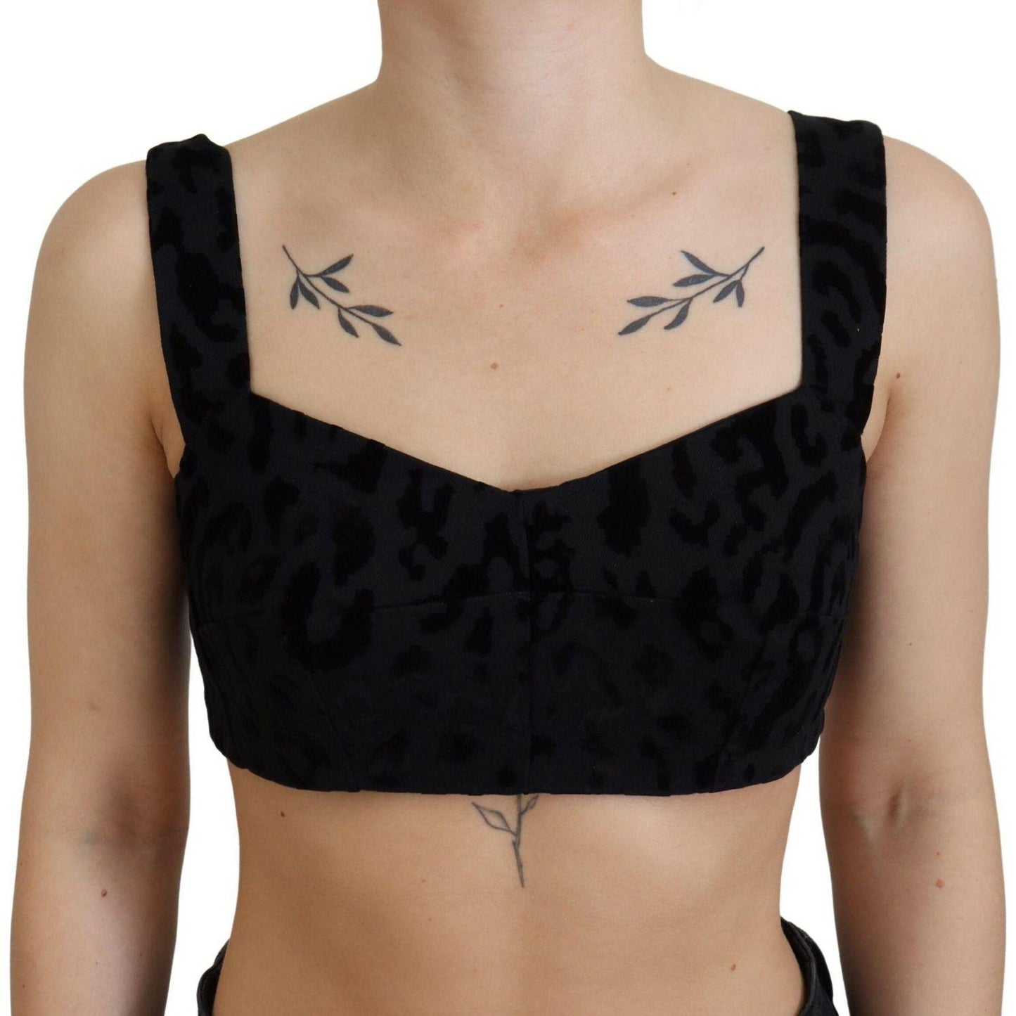 Dolce & Gabbana Black Leopard Cropped Bustier Corset Bra Top TSH83155 -40